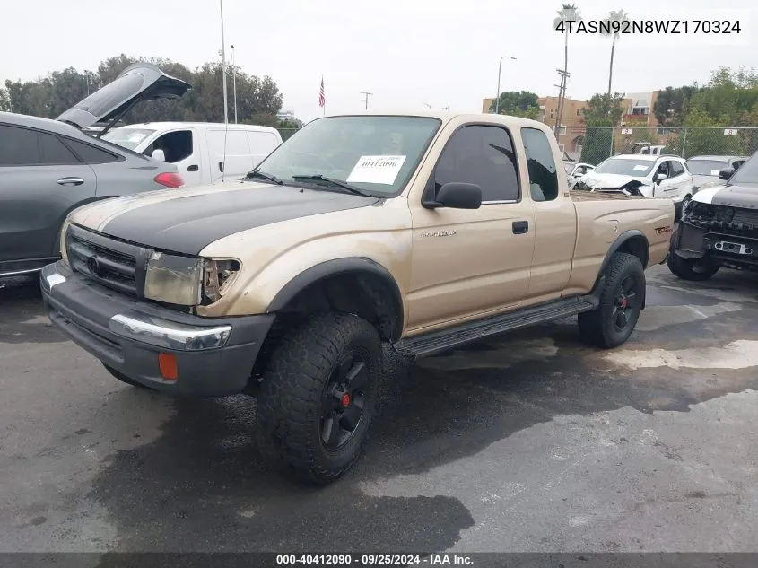 1998 Toyota Tacoma Prerunner V6 VIN: 4TASN92N8WZ170324 Lot: 40412090