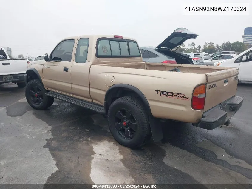 1998 Toyota Tacoma Prerunner V6 VIN: 4TASN92N8WZ170324 Lot: 40412090