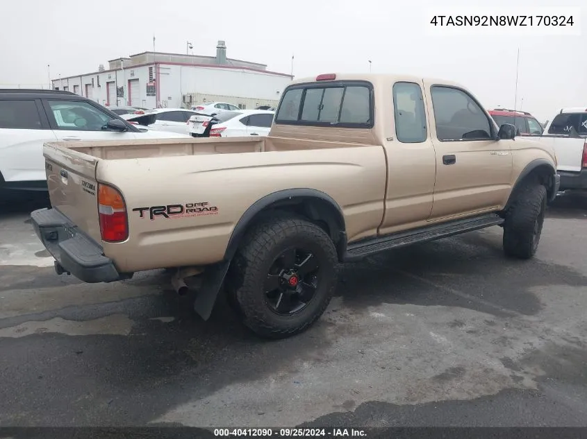 1998 Toyota Tacoma Prerunner V6 VIN: 4TASN92N8WZ170324 Lot: 40412090