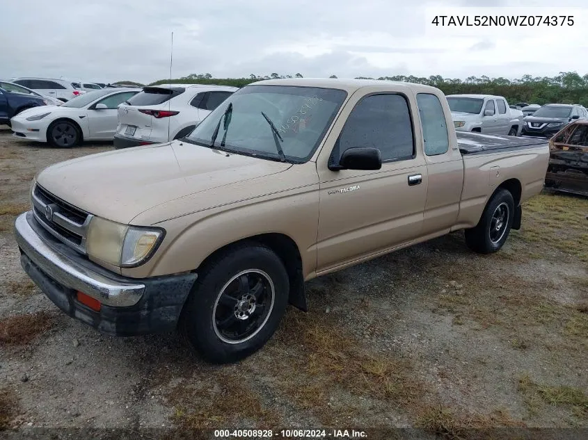 1998 Toyota Tacoma Xtracab VIN: 4TAVL52N0WZ074375 Lot: 40508928