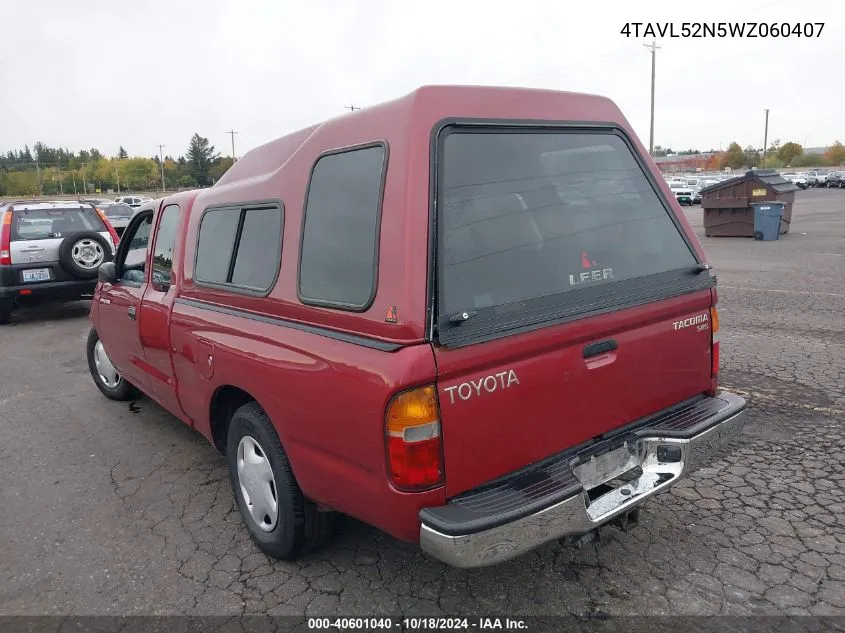 1998 Toyota Tacoma VIN: 4TAVL52N5WZ060407 Lot: 40601040