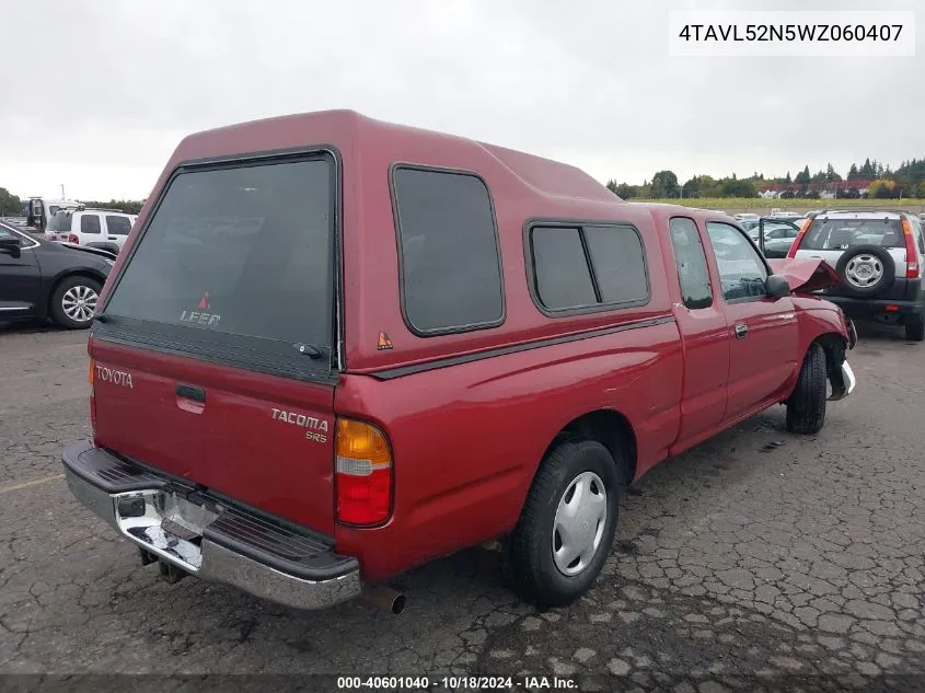 1998 Toyota Tacoma VIN: 4TAVL52N5WZ060407 Lot: 40601040