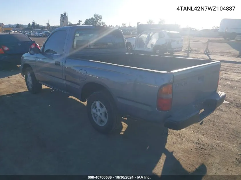 1998 Toyota Tacoma VIN: 4TANL42N7WZ104837 Lot: 40700586