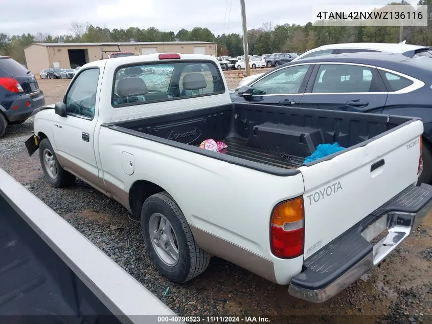 1998 Toyota Tacoma VIN: 4TANL42NXWZ136116 Lot: 40796523