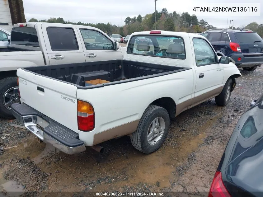 1998 Toyota Tacoma VIN: 4TANL42NXWZ136116 Lot: 40796523