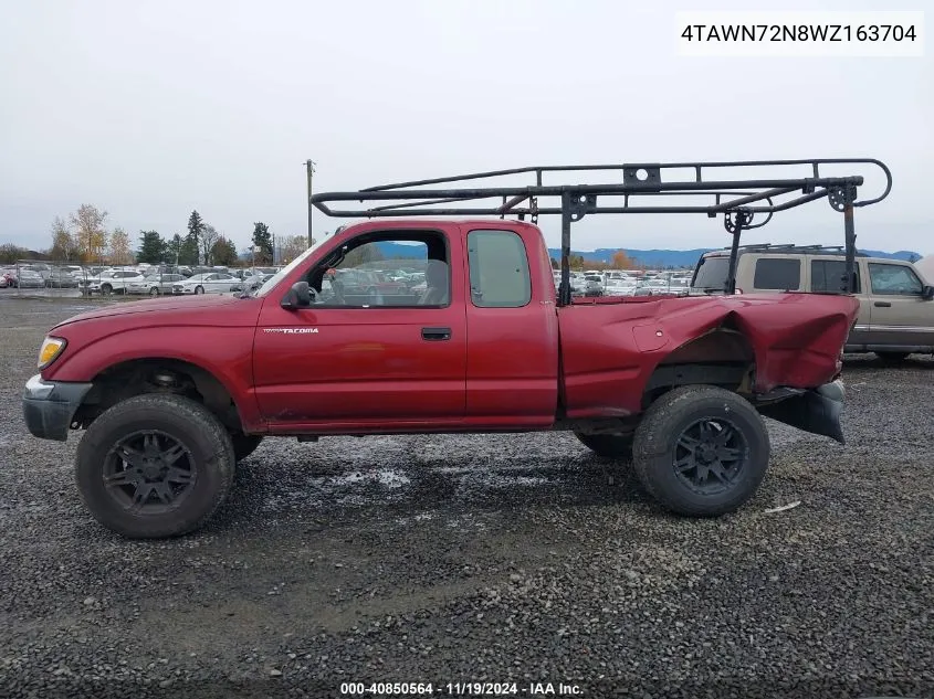 1998 Toyota Tacoma Base V6 VIN: 4TAWN72N8WZ163704 Lot: 40850564