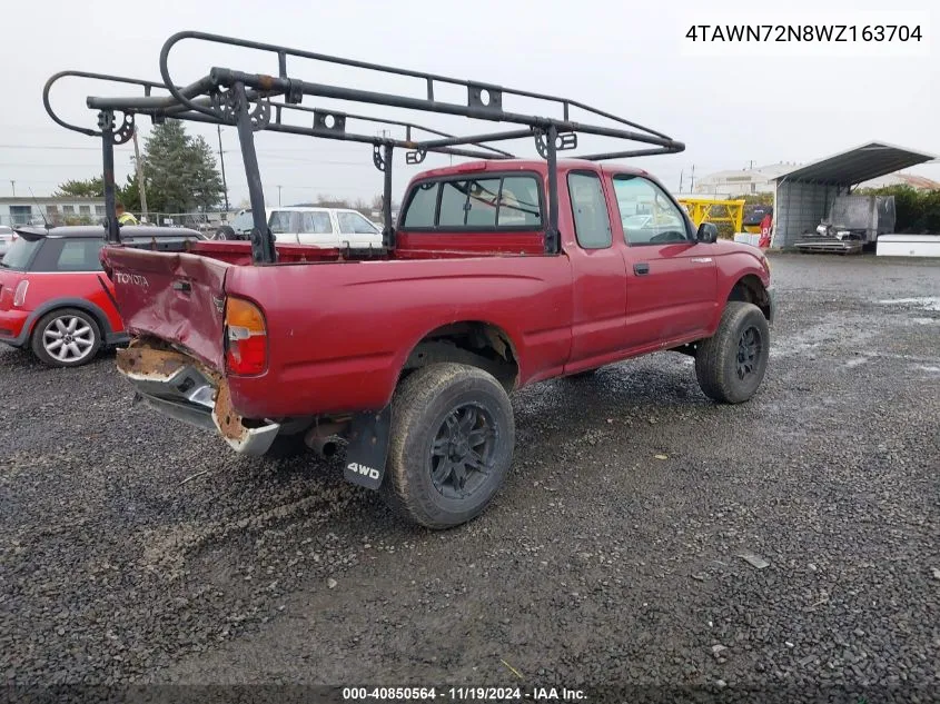 1998 Toyota Tacoma Base V6 VIN: 4TAWN72N8WZ163704 Lot: 40850564