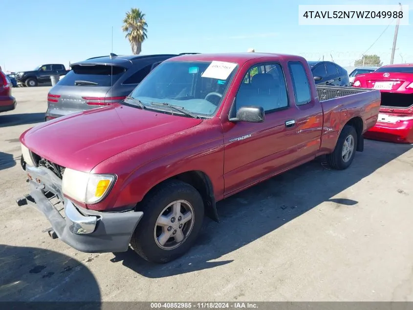 1998 Toyota Tacoma VIN: 4TAVL52N7WZ049988 Lot: 40852985