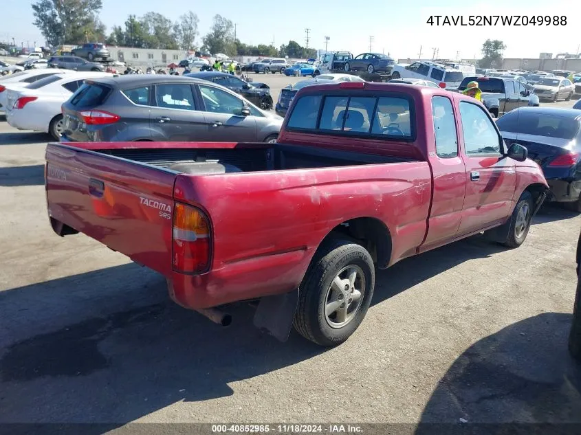 1998 Toyota Tacoma VIN: 4TAVL52N7WZ049988 Lot: 40852985