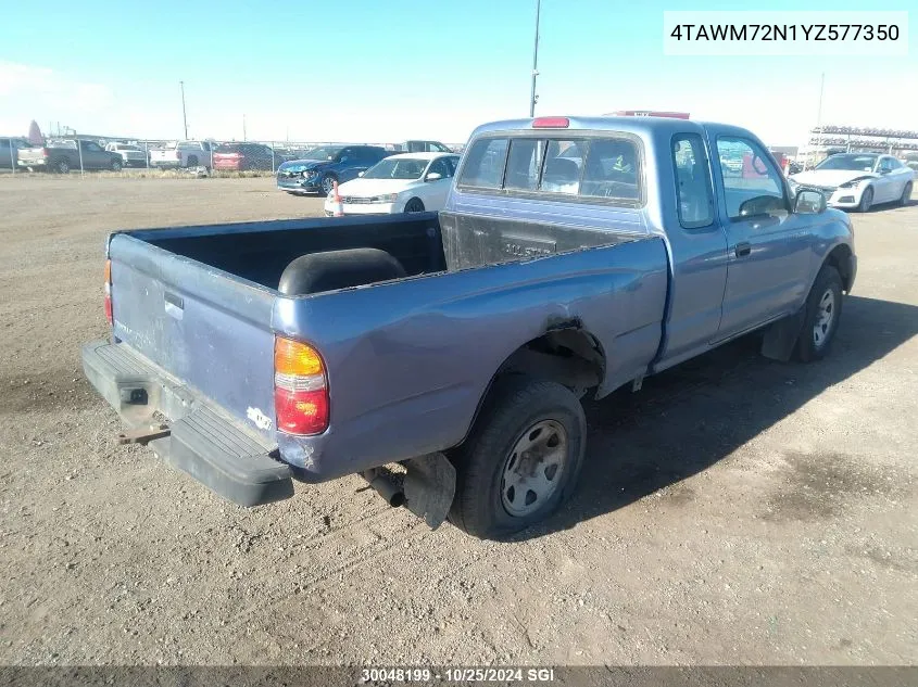 2000 Toyota Tacoma Xtracab VIN: 4TAWM72N1YZ577350 Lot: 30048199