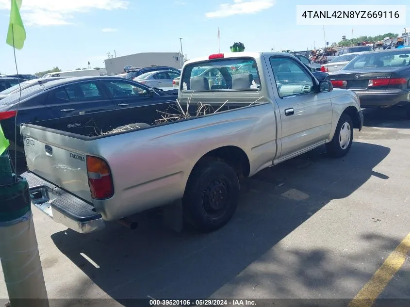 2000 Toyota Tacoma VIN: 4TANL42N8YZ669116 Lot: 39520106