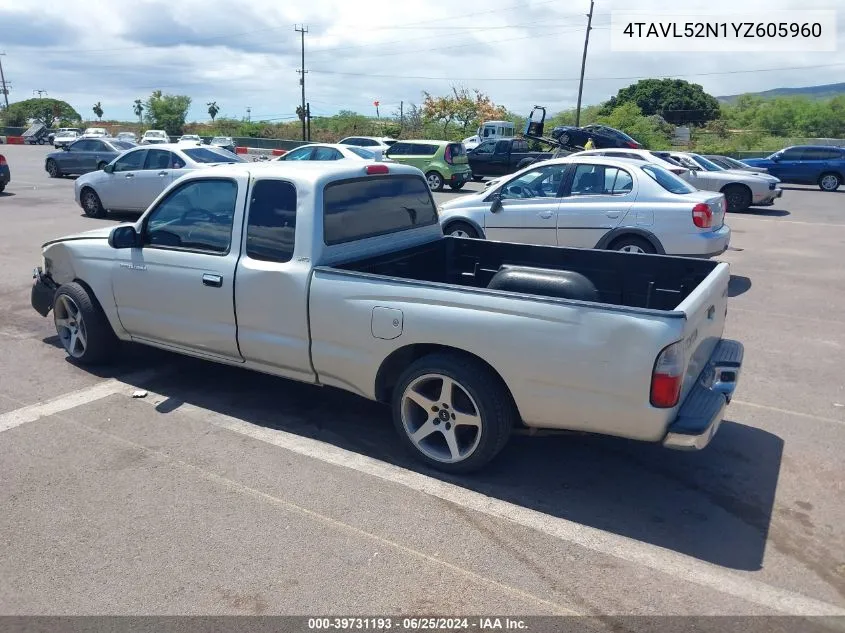 2000 Toyota Tacoma VIN: 4TAVL52N1YZ605960 Lot: 39731193