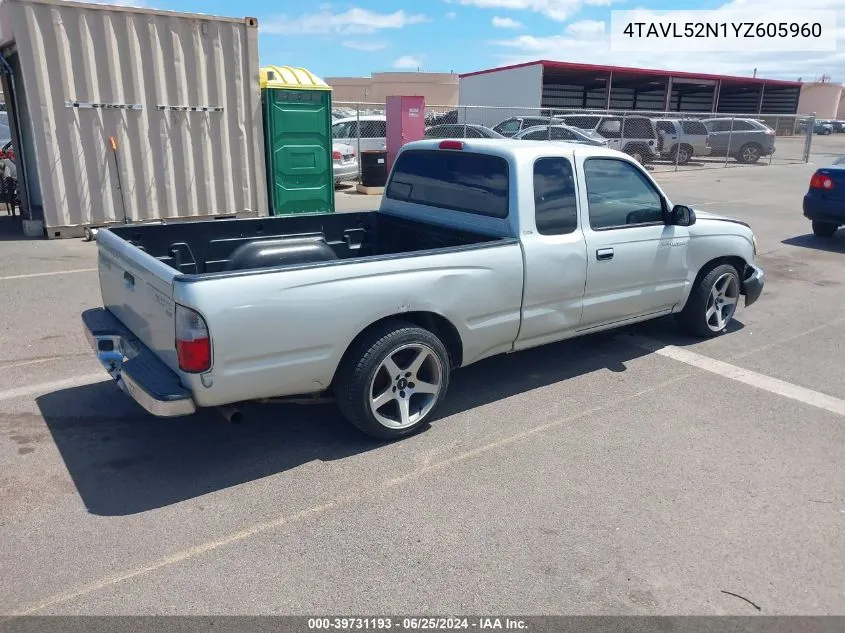 2000 Toyota Tacoma VIN: 4TAVL52N1YZ605960 Lot: 39731193