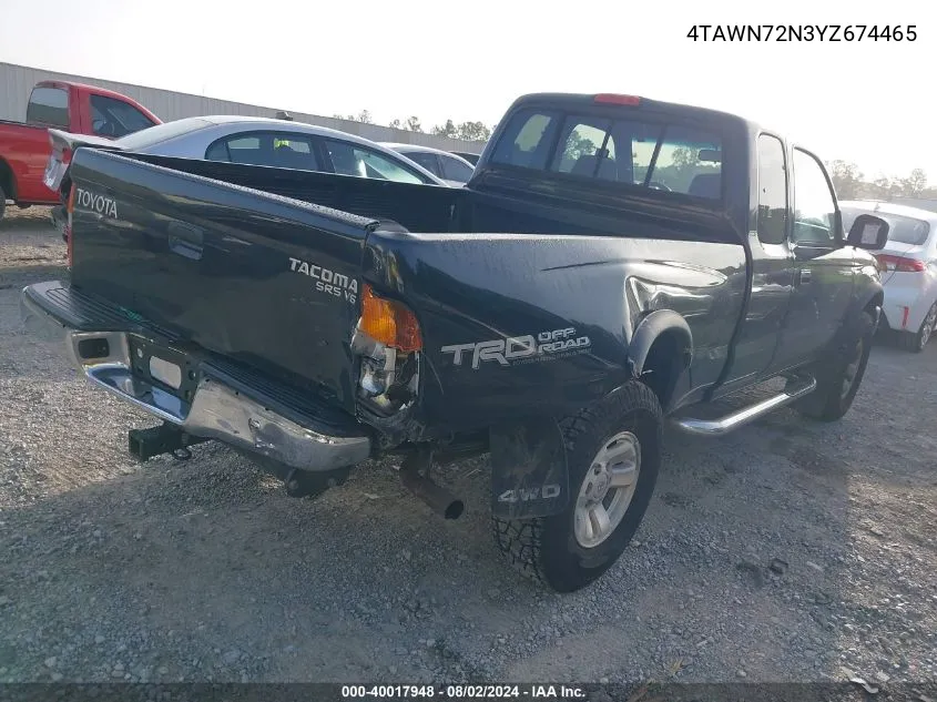 4TAWN72N3YZ674465 2000 Toyota Tacoma Base V6