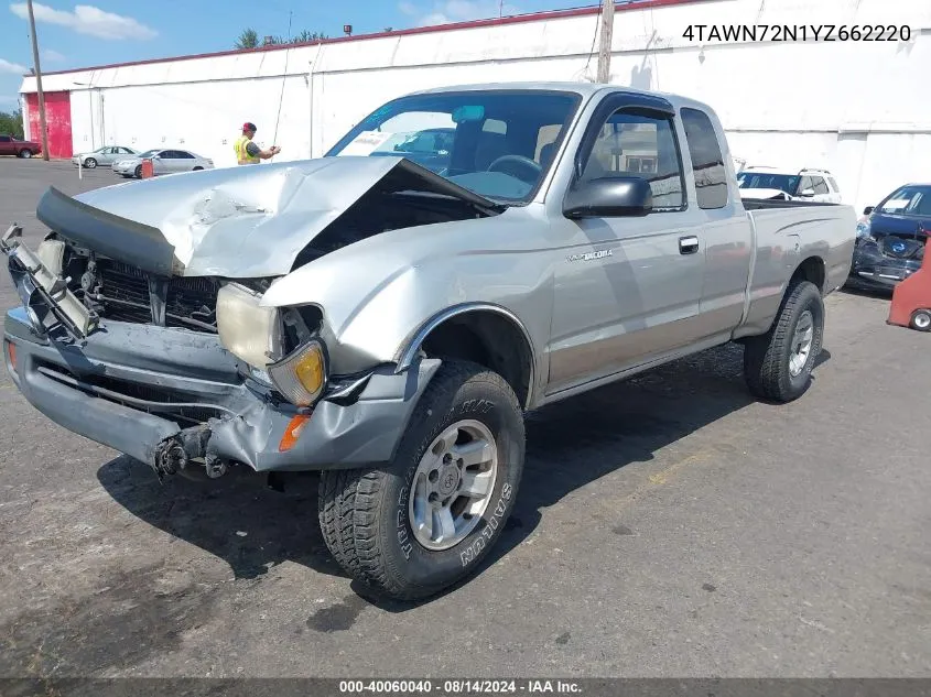 2000 Toyota Tacoma Base V6 VIN: 4TAWN72N1YZ662220 Lot: 40060040