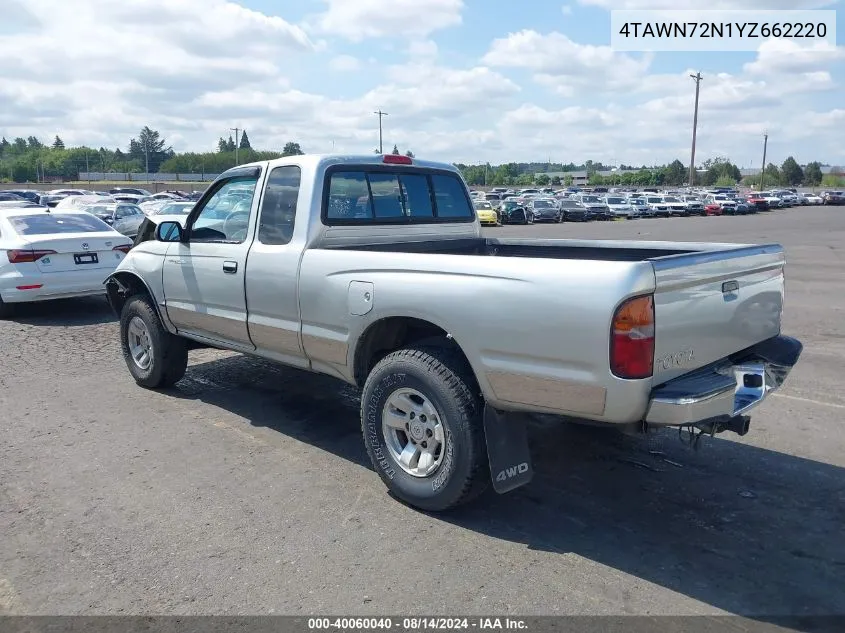 2000 Toyota Tacoma Base V6 VIN: 4TAWN72N1YZ662220 Lot: 40060040