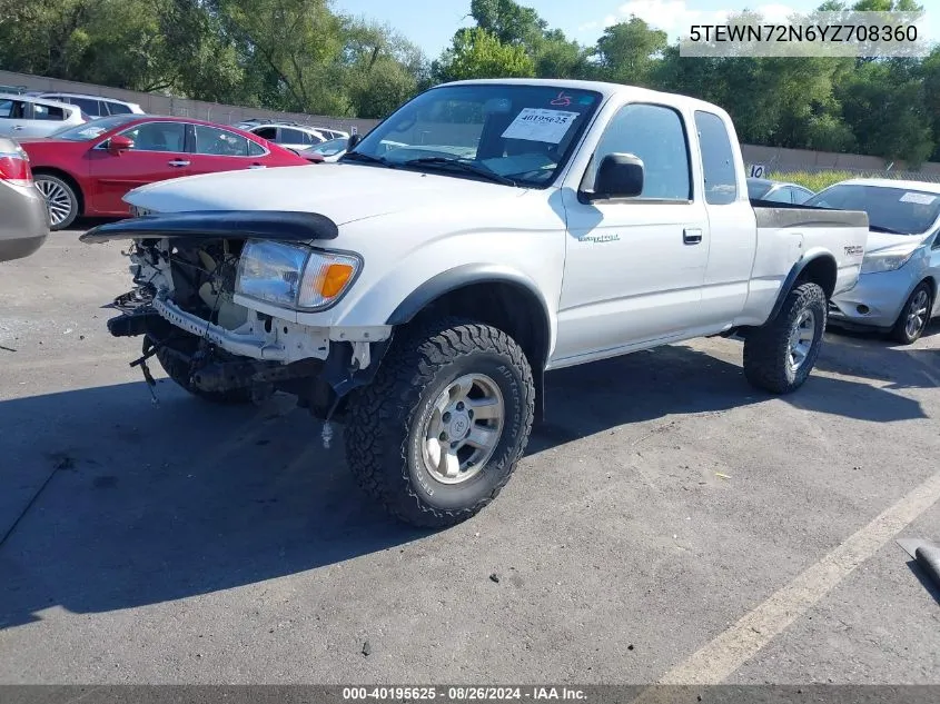 2000 Toyota Tacoma Base V6 VIN: 5TEWN72N6YZ708360 Lot: 40195625