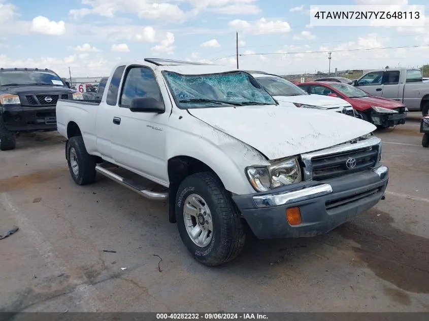 2000 Toyota Tacoma Base V6 VIN: 4TAWN72N7YZ648113 Lot: 40282232