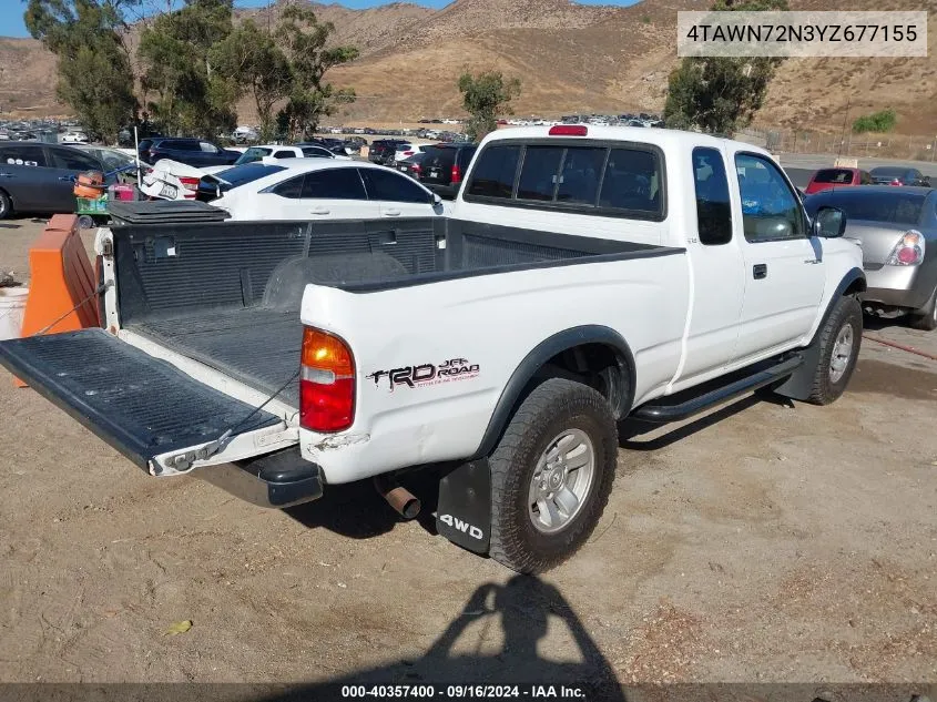 2000 Toyota Tacoma Base V6 VIN: 4TAWN72N3YZ677155 Lot: 40357400