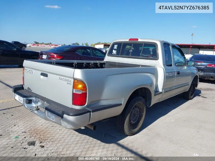 2000 Toyota Tacoma VIN: 4TAVL52N7YZ676385 Lot: 40365768