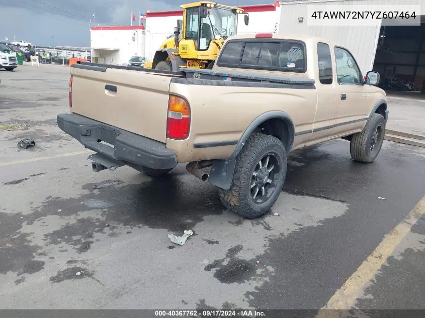 2000 Toyota Tacoma Base V6 VIN: 4TAWN72N7YZ607464 Lot: 40367762