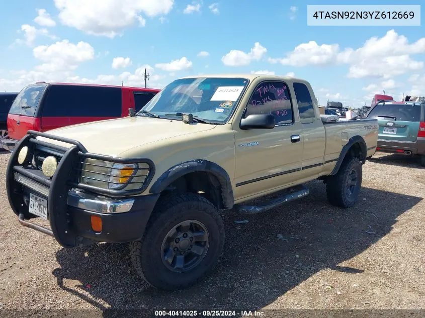 2000 Toyota Tacoma Prerunner V6 VIN: 4TASN92N3YZ612669 Lot: 40414025