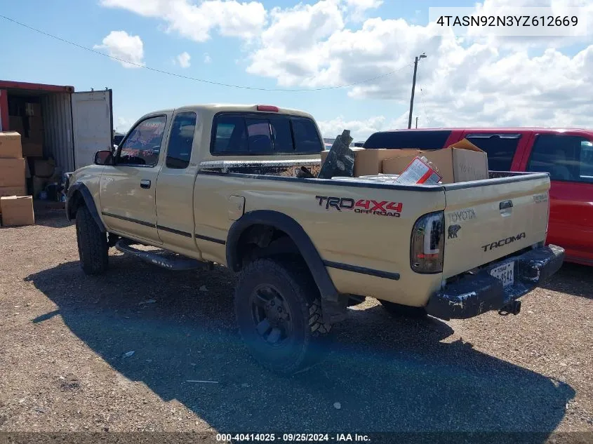 2000 Toyota Tacoma Prerunner V6 VIN: 4TASN92N3YZ612669 Lot: 40414025