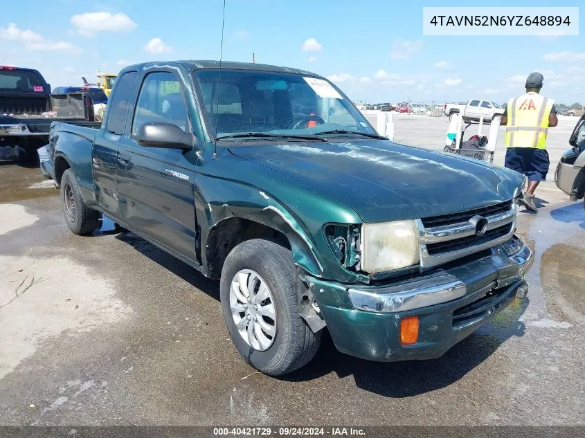 2000 Toyota Tacoma Base V6 VIN: 4TAVN52N6YZ648894 Lot: 40421729