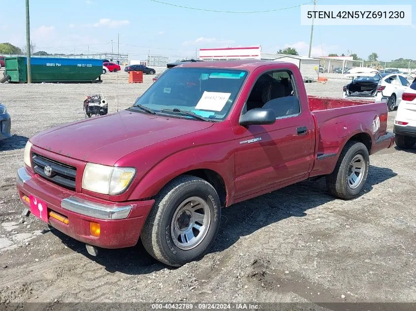 2000 Toyota Tacoma VIN: 5TENL42N5YZ691230 Lot: 40432789