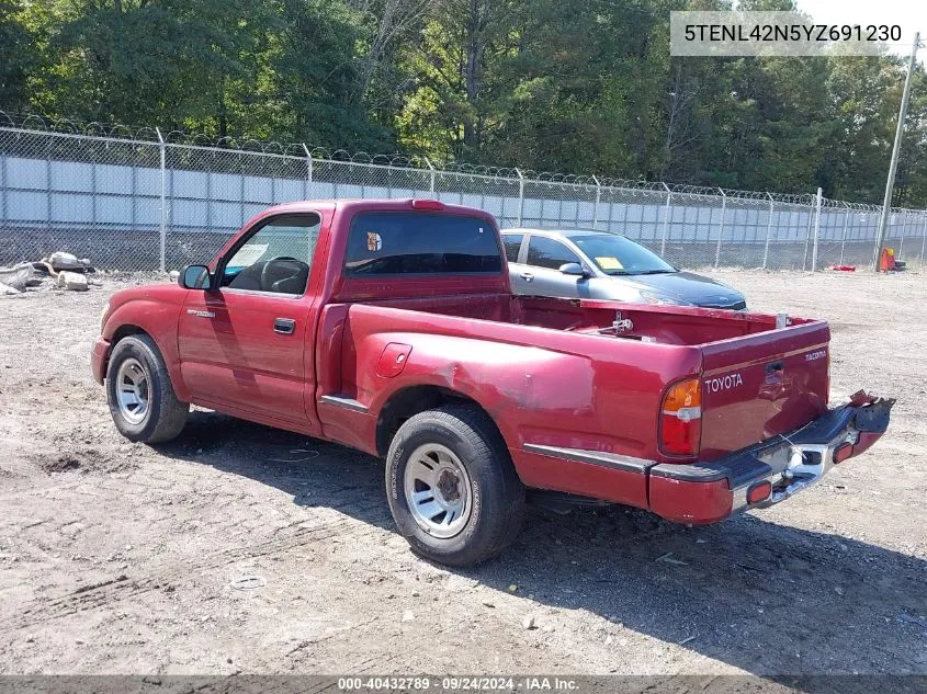 2000 Toyota Tacoma VIN: 5TENL42N5YZ691230 Lot: 40432789