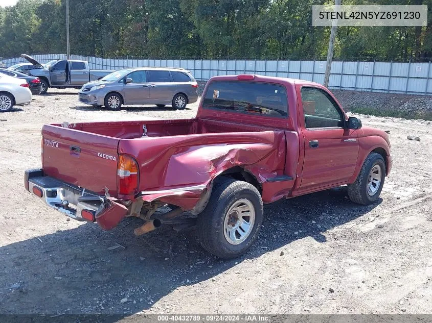 2000 Toyota Tacoma VIN: 5TENL42N5YZ691230 Lot: 40432789