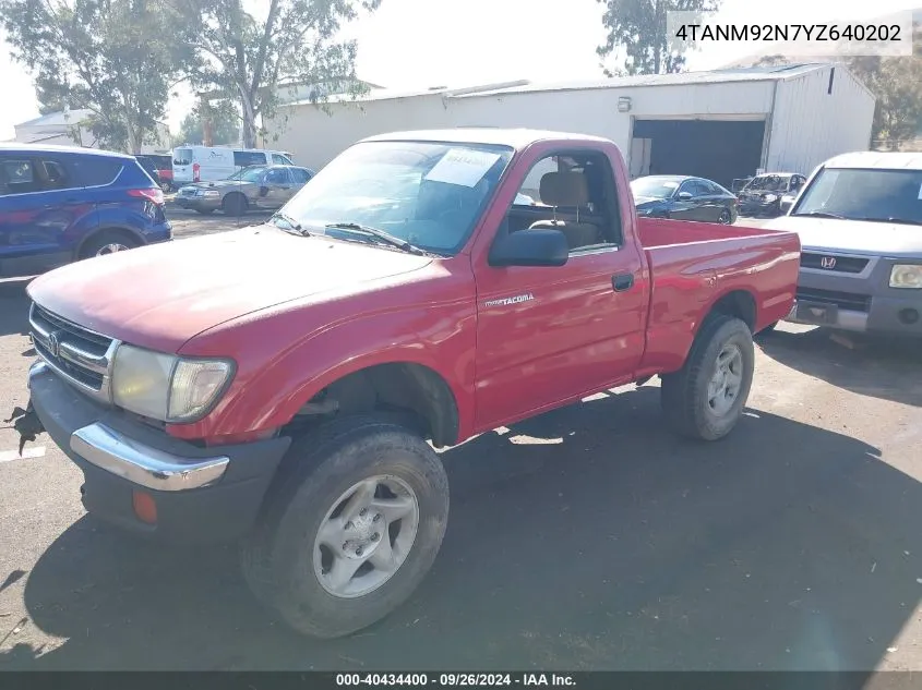 2000 Toyota Tacoma Prerunner VIN: 4TANM92N7YZ640202 Lot: 40434400