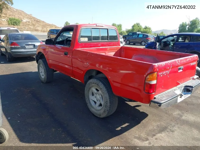 2000 Toyota Tacoma Prerunner VIN: 4TANM92N7YZ640202 Lot: 40434400