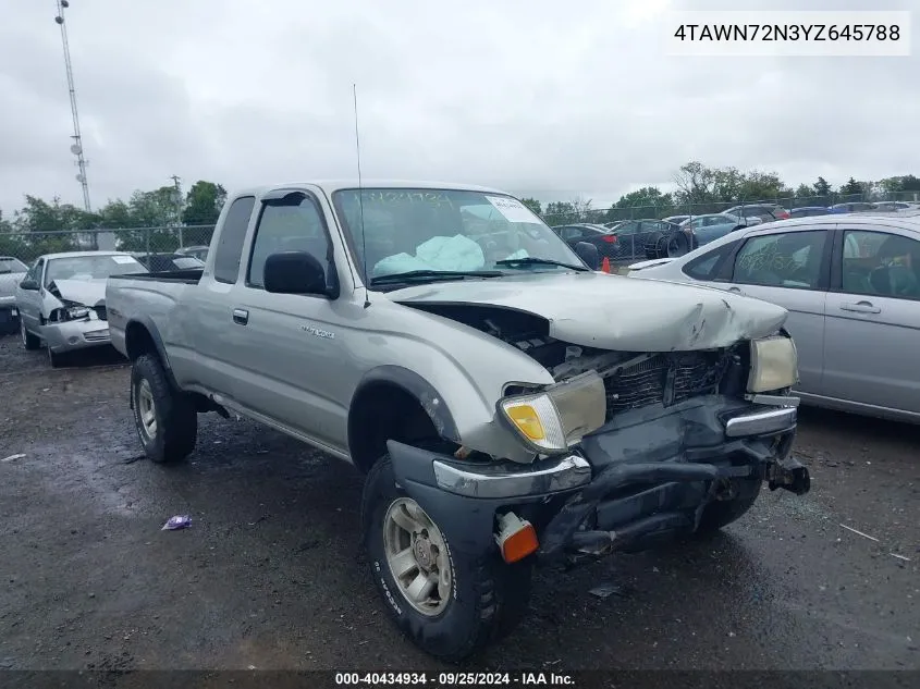 2000 Toyota Tacoma Base V6 VIN: 4TAWN72N3YZ645788 Lot: 40434934