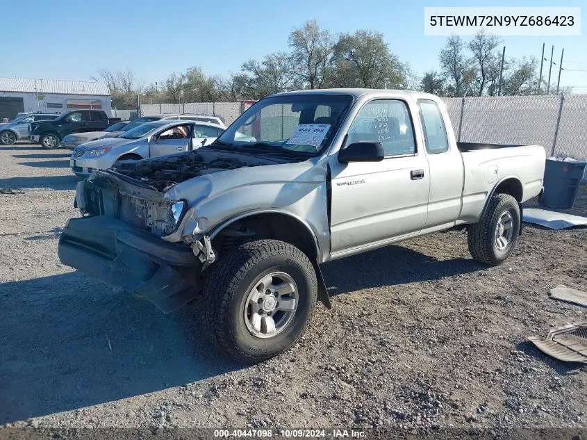 2000 Toyota Tacoma Xtracab VIN: 5TEWM72N9YZ686423 Lot: 40447098