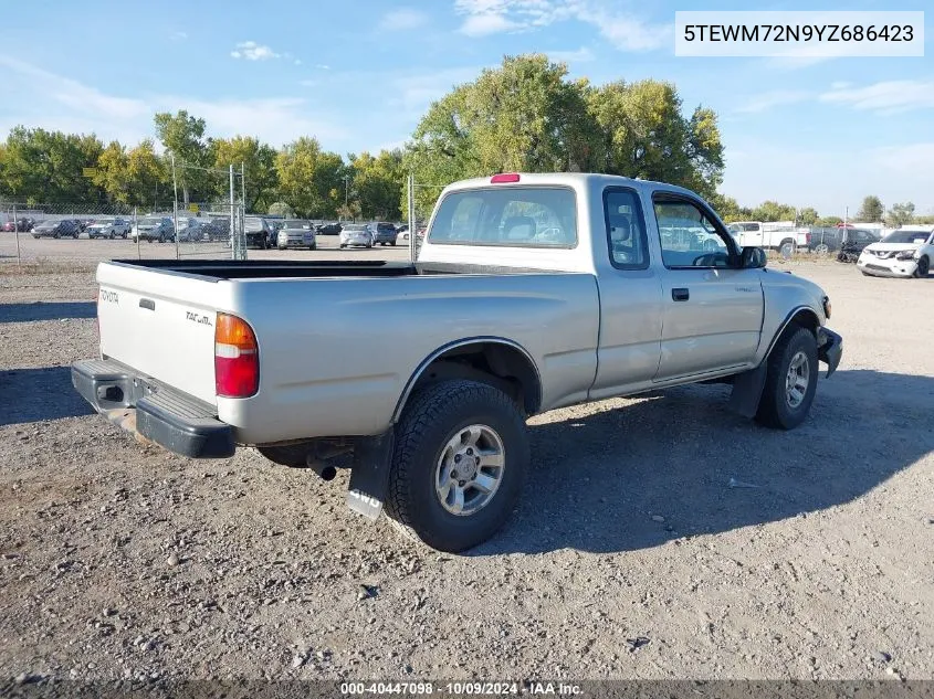 2000 Toyota Tacoma Xtracab VIN: 5TEWM72N9YZ686423 Lot: 40447098