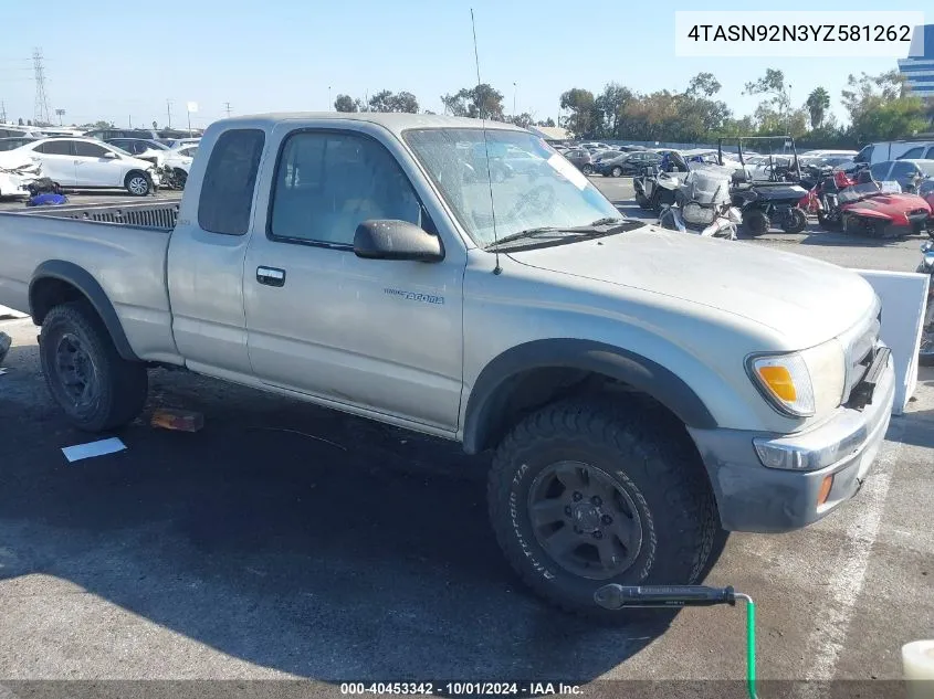 2000 Toyota Tacoma Prerunner V6 VIN: 4TASN92N3YZ581262 Lot: 40453342