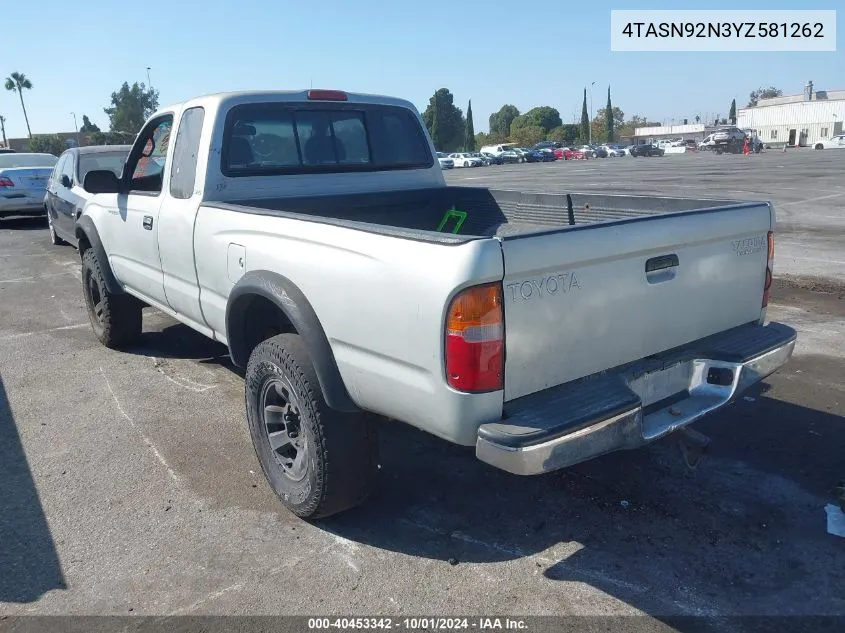 2000 Toyota Tacoma Prerunner V6 VIN: 4TASN92N3YZ581262 Lot: 40453342