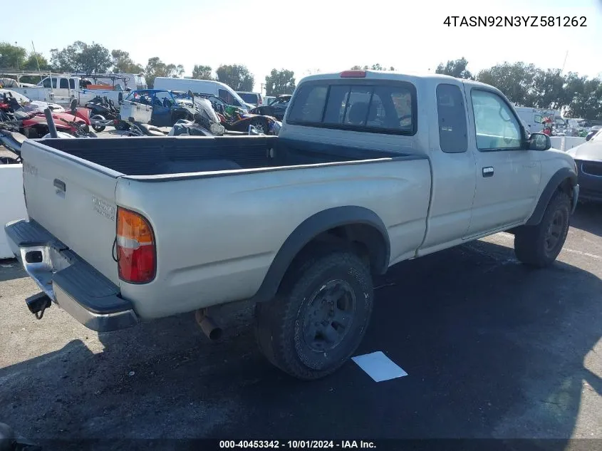 2000 Toyota Tacoma Prerunner V6 VIN: 4TASN92N3YZ581262 Lot: 40453342