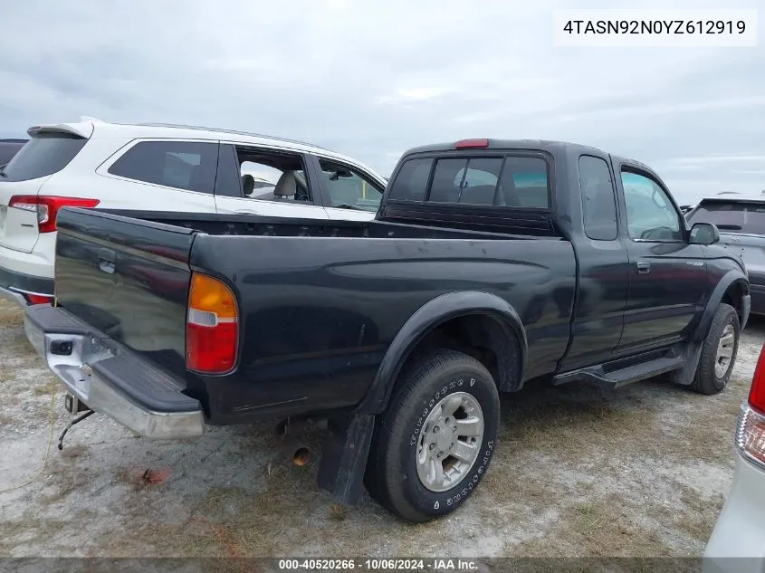 2000 Toyota Tacoma Xtracab Prerunner VIN: 4TASN92N0YZ612919 Lot: 40520266