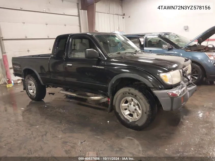 2000 Toyota Tacoma Base V6 VIN: 4TAWN72N3YZ578156 Lot: 40537656