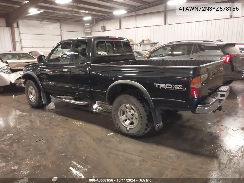 2000 Toyota Tacoma Base V6 VIN: 4TAWN72N3YZ578156 Lot: 40537656