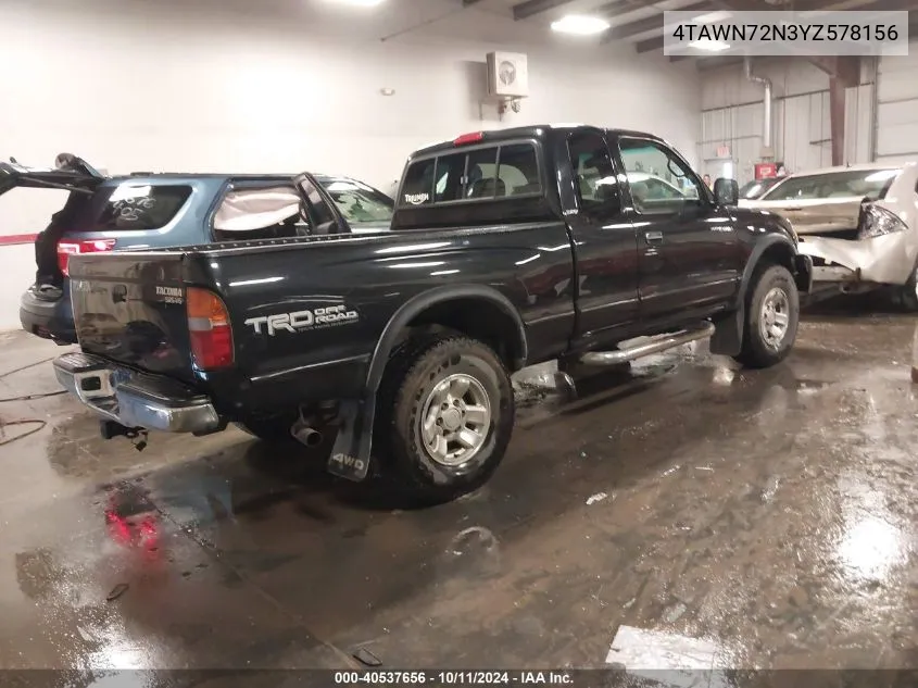 2000 Toyota Tacoma Base V6 VIN: 4TAWN72N3YZ578156 Lot: 40537656