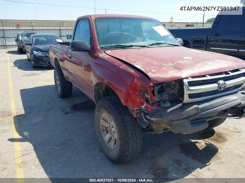 2000 Toyota Tacoma VIN: 4TAPM62N7YZ591347 Lot: 40537831