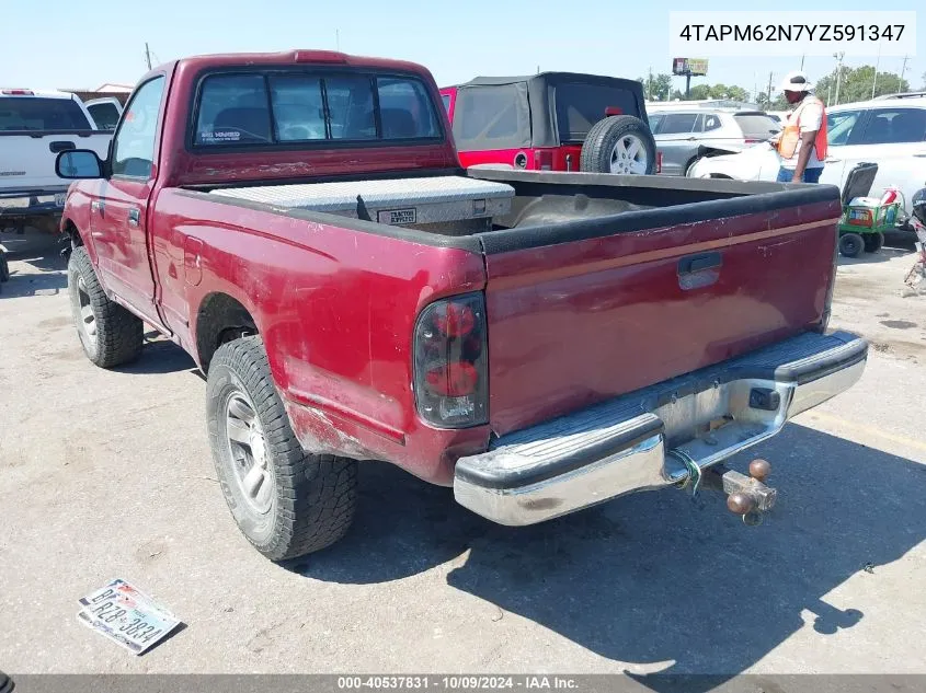 2000 Toyota Tacoma VIN: 4TAPM62N7YZ591347 Lot: 40537831