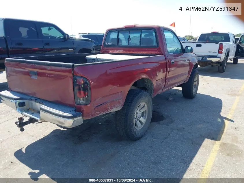 2000 Toyota Tacoma VIN: 4TAPM62N7YZ591347 Lot: 40537831