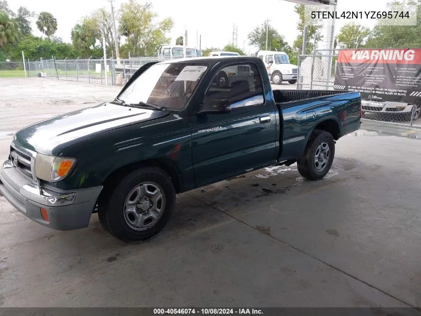 2000 Toyota Tacoma VIN: 5TENL42N1YZ695744 Lot: 40546074