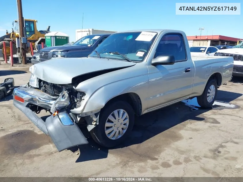 2000 Toyota Tacoma VIN: 4TANL42N5YZ617149 Lot: 40613226