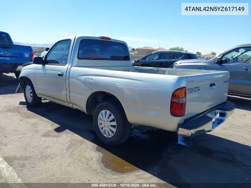 2000 Toyota Tacoma VIN: 4TANL42N5YZ617149 Lot: 40613226