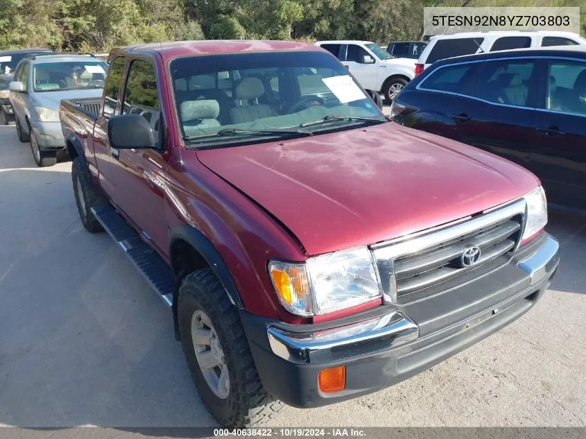 2000 Toyota Tacoma Prerunner V6 VIN: 5TESN92N8YZ703803 Lot: 40638422